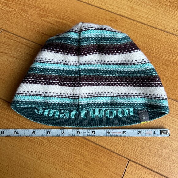 Smartwool Teal, Blue, and White Knit Beanie Cap - Merino Wool Blend - Picture 2 of 4